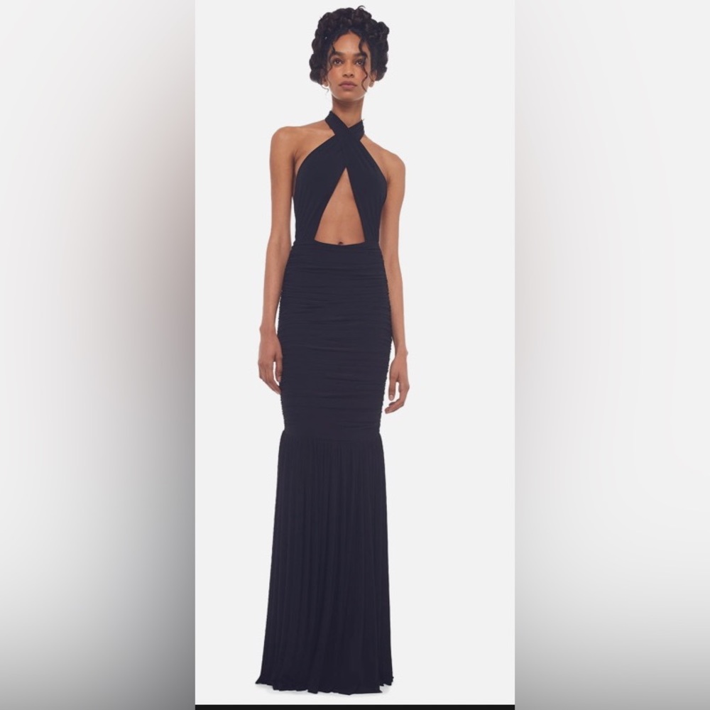 Norma Kamali cross halter fishtail gown size xxsmall